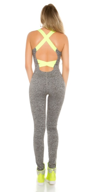 Trendy workout jumpsuit with back Neonyellow